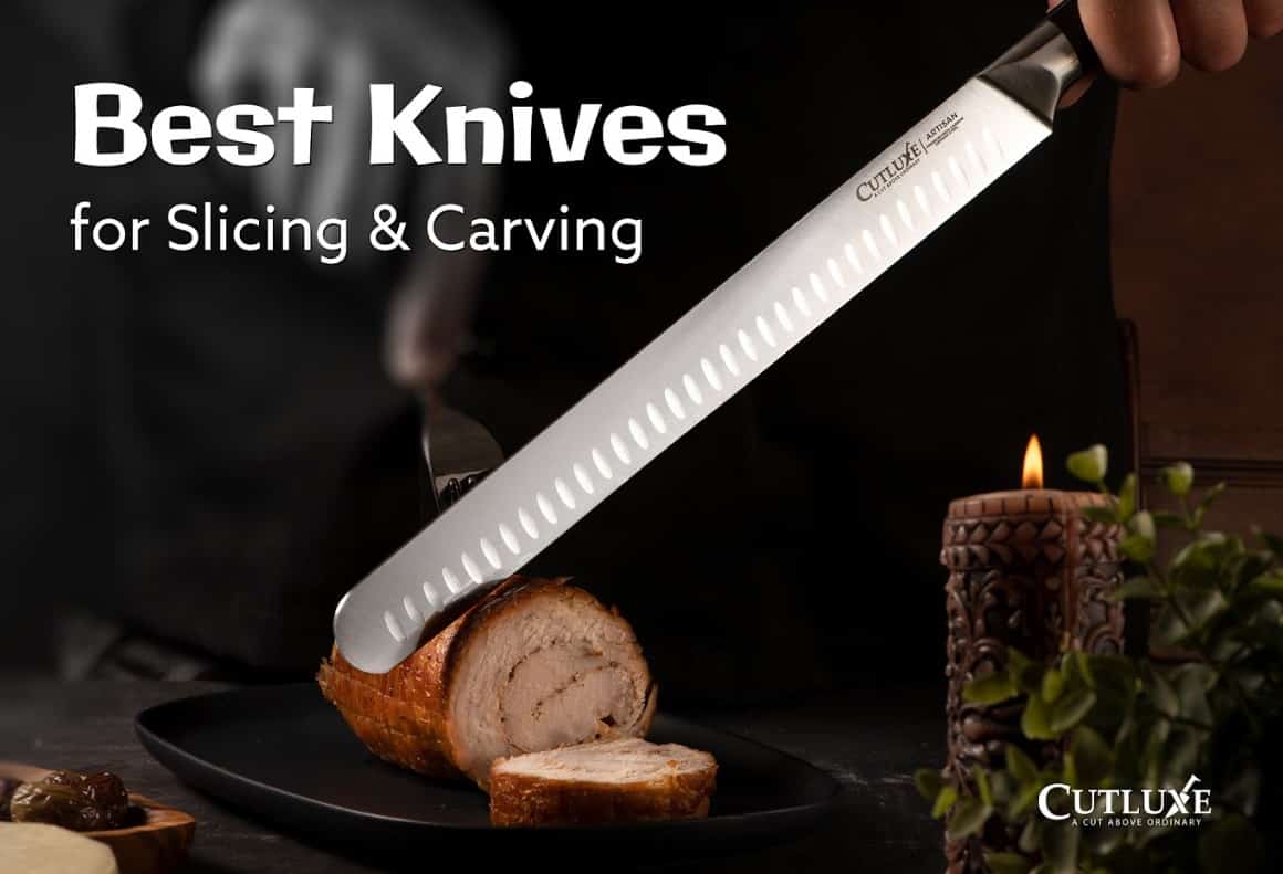 Cutluxe Slicing Carving Knife Review  Slicing New York Strip Steak 