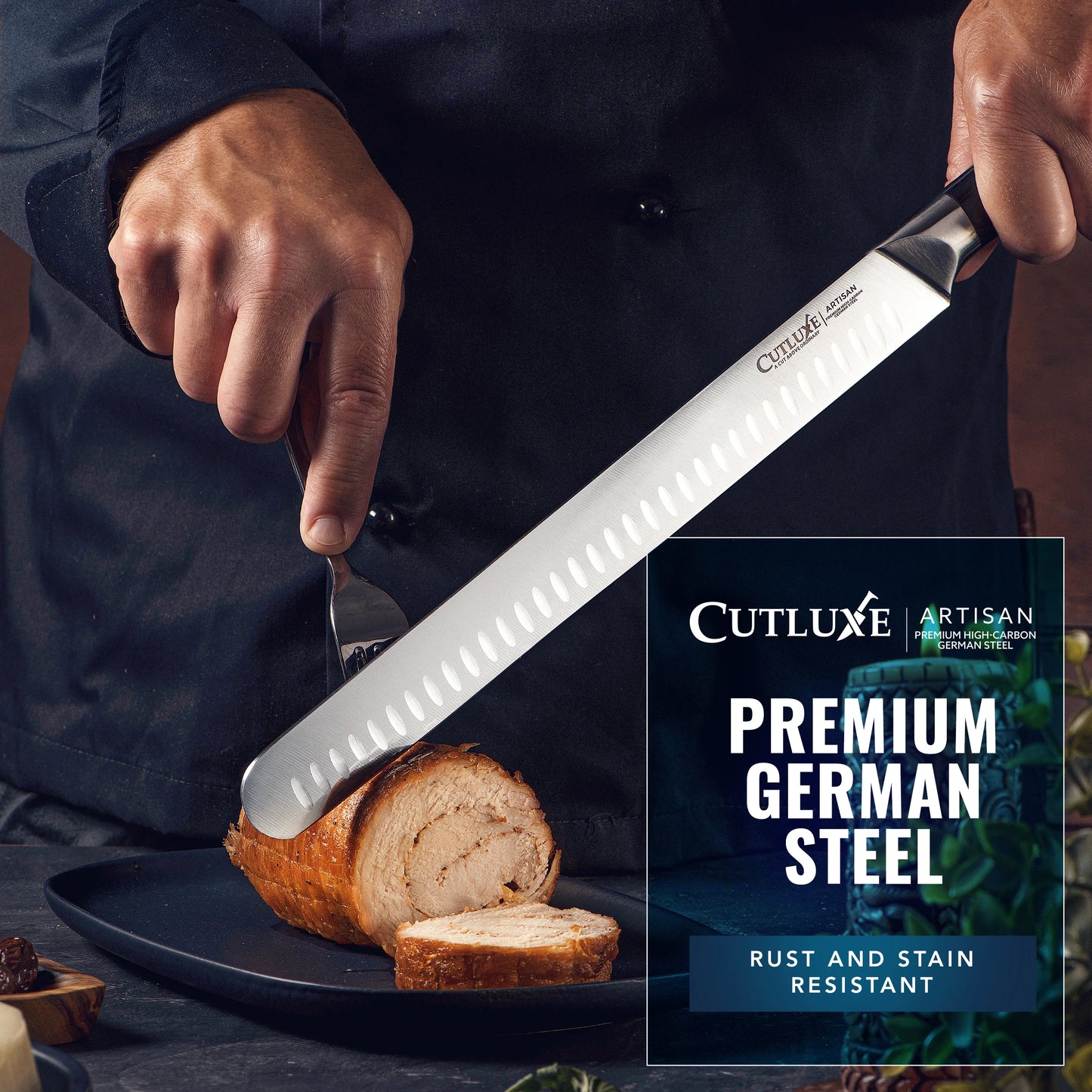 12" Brisket Slicing Knife and 6" Boning Knife | BBQ Carving Knife Set |  Artisan Series