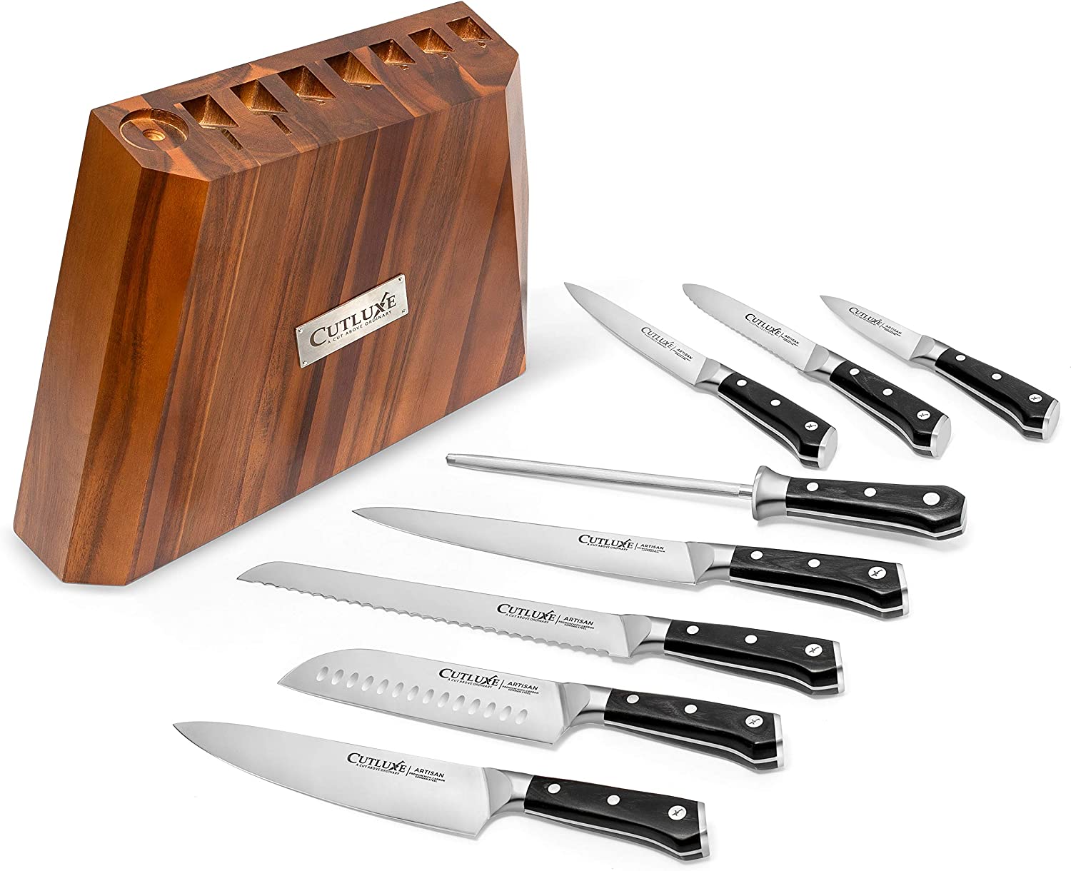 Cutluxe Steak Knives - Serrated Steak Knife Set of 4 - German Steel -  Artisan Series 