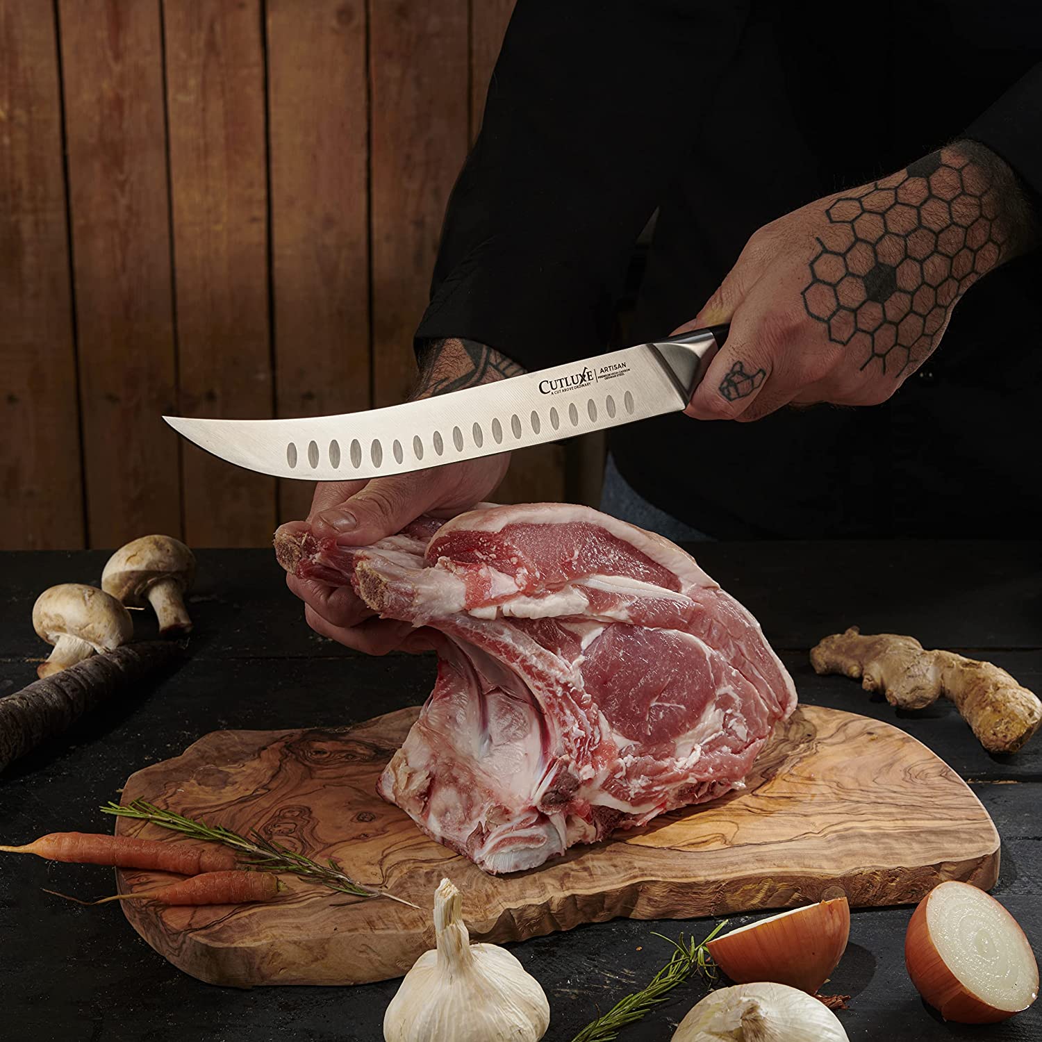 BOLEXINO 8 Inch Breaking Knife,Curved Steak Knife, Long Butcher Breaking  Slicer,Chef's Meat Cutting Knife,High-carbon Stainless Steel Cimeter  Scimitar